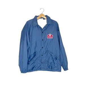 Vintage 80s Coors Jacket L Large Blue Nylon Bomber Classic Patch
